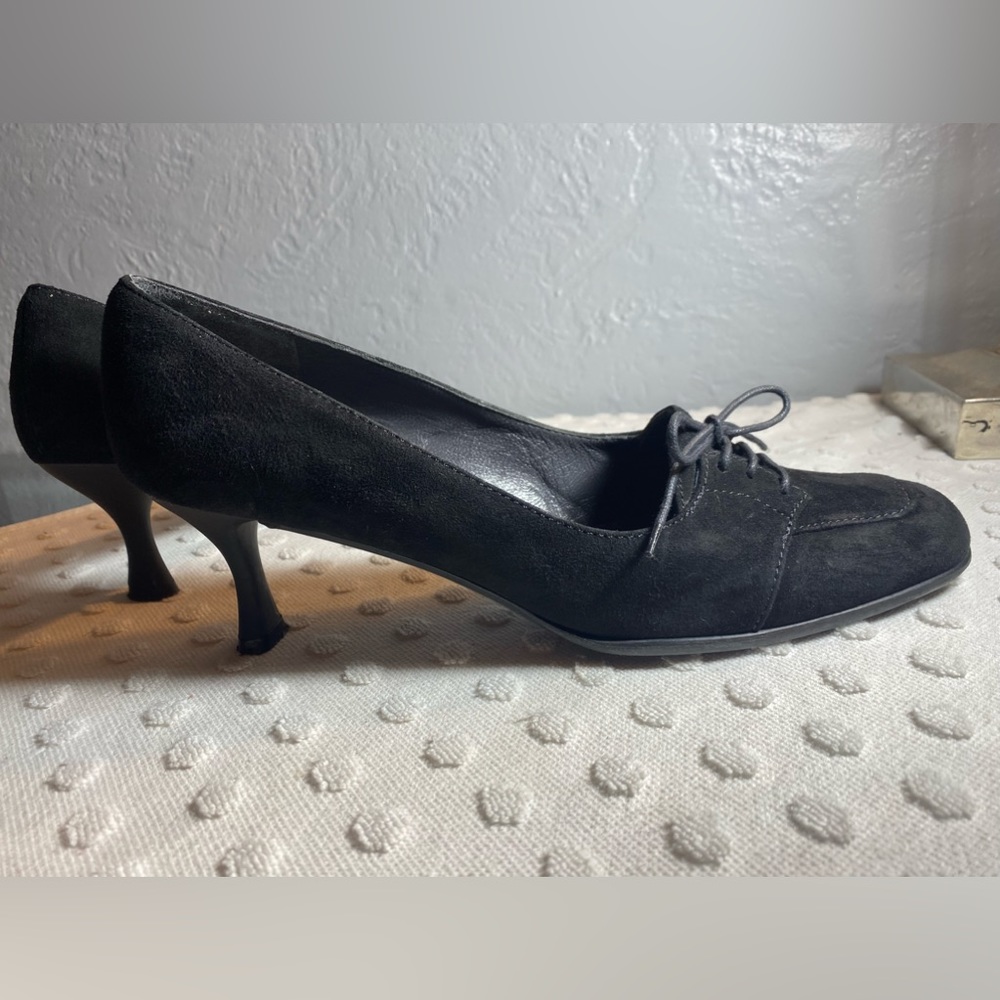 STUART WEITZMAN  Black Suede Bow Pumps Heels made in Spain